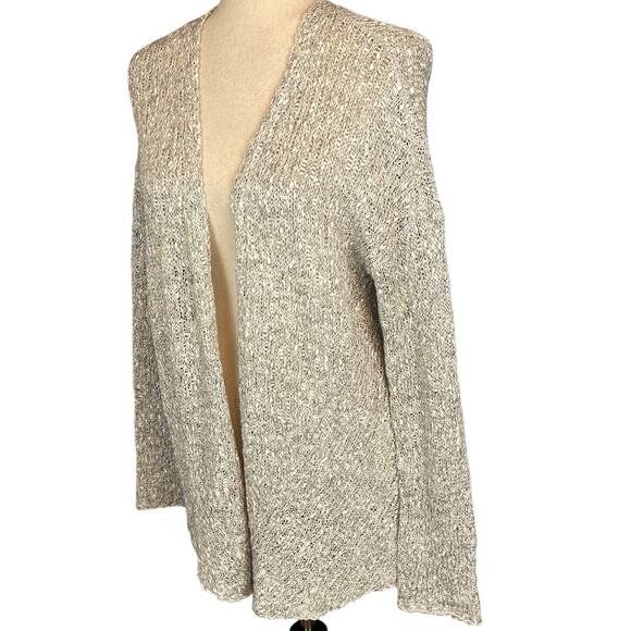 Eileen Fisher 100% Cotton Open Front Long Sleeve Gray Cardigan Small - Picture 3 of 6